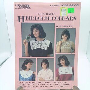 Vintage Craft Patterns, Detachable Heirloom Collars Leaflet 1058, Leisure Arts